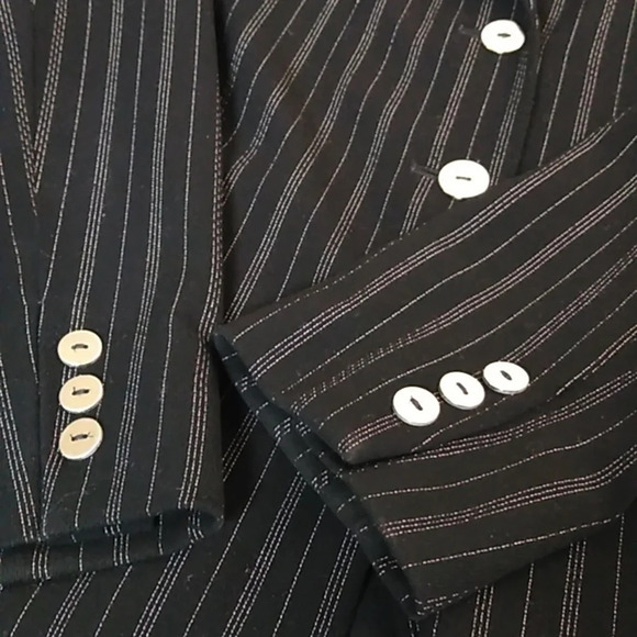 Liz Claiborne Collection black, silver pinstripe, pockets, blazer jacket - Picture 5 of 10